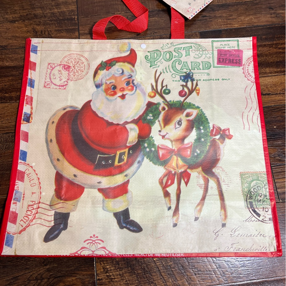Homegoods Santa And Reindeer Christmas Tote